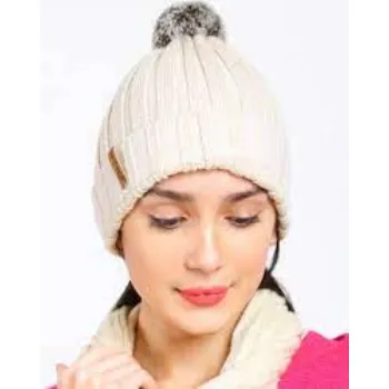 Knitted Beanie Cap with Fur